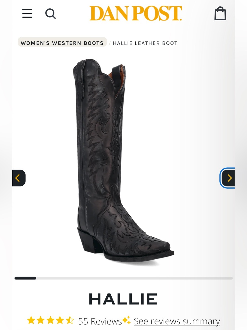 Dan Post Dark Leather Heeled Boots - Picture 6 of 8